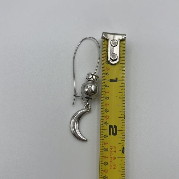 Silver-tone Drop Earrings with Beads and Silver-tone Large Moon Charms - Picture 11 of 12